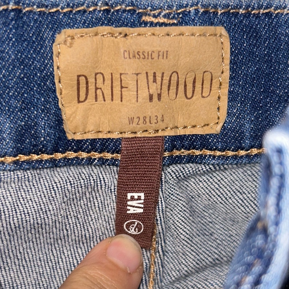ANTHRO x DRIFTWOOD Eva Floral Embroidered Bootcut Jean Whiskering Raw hem SZ: 28 - Picture 6 of 13